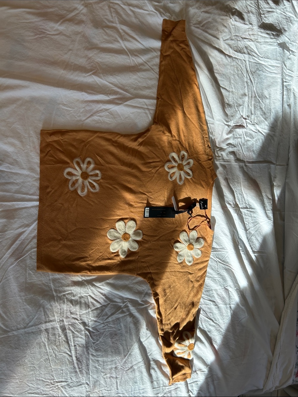 Wool Flower Design sweater orange/Gold/Rust color